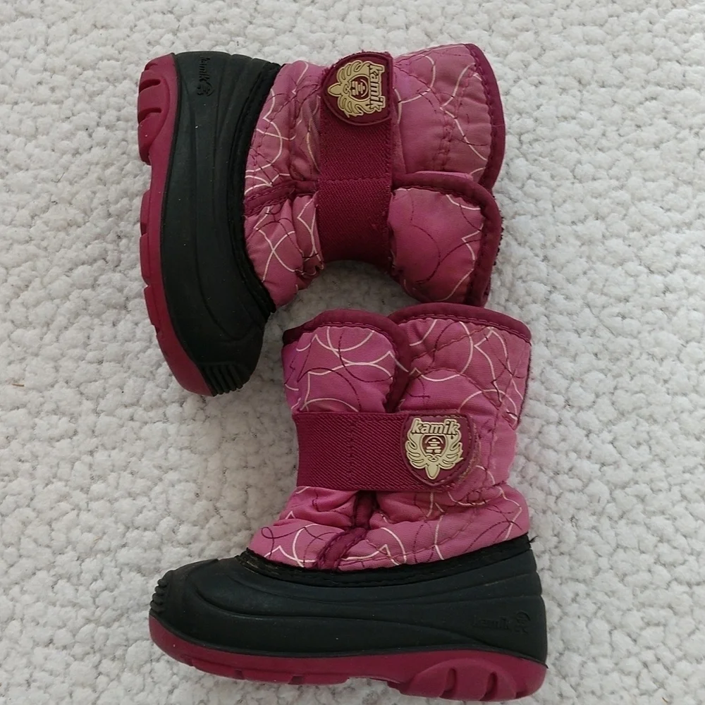Kids Kamik Fleece Lined Winter Snow Boots Size 5